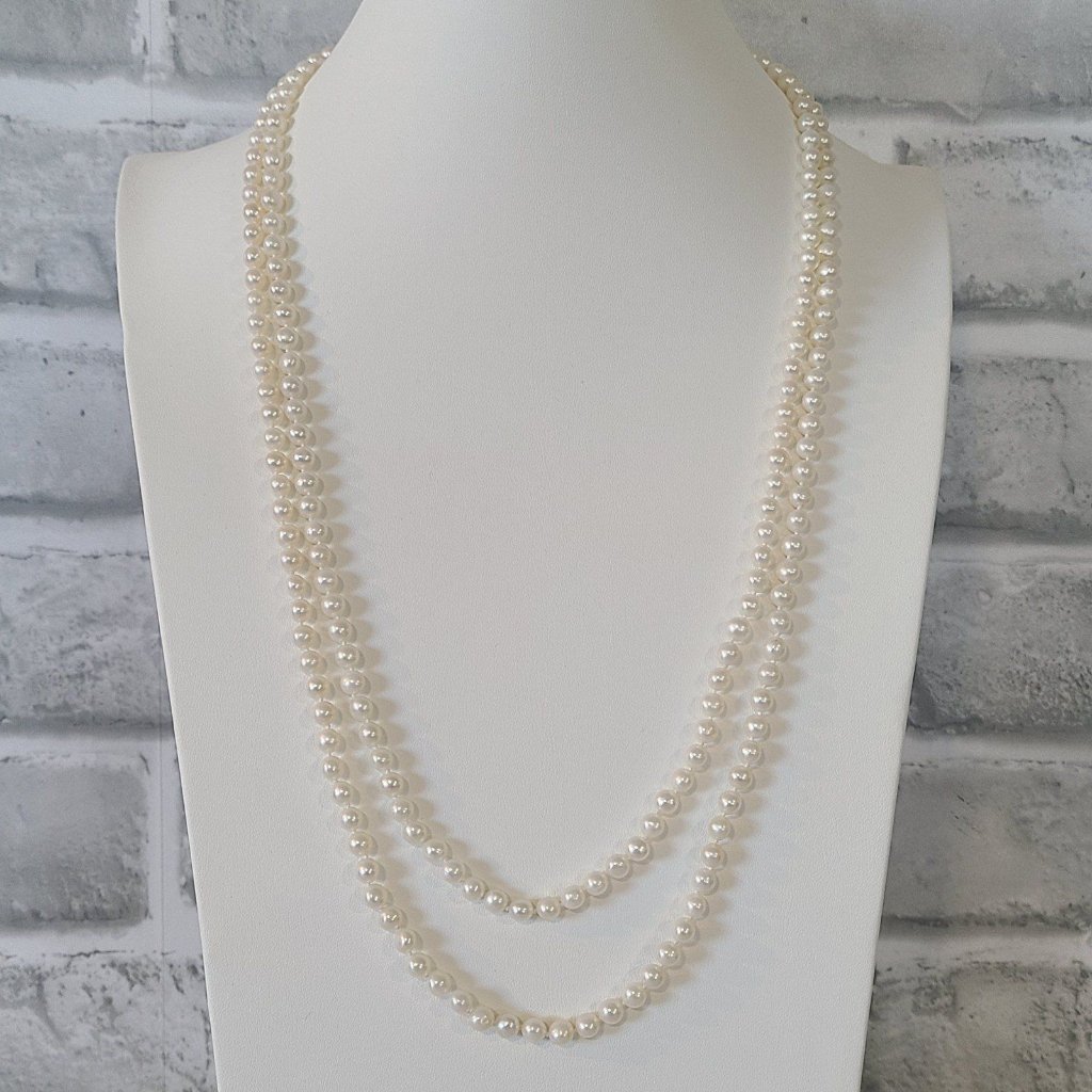 Vintage 14k Jcm Pearl Necklace Knotted 26 In 55 Mm Estate 135$